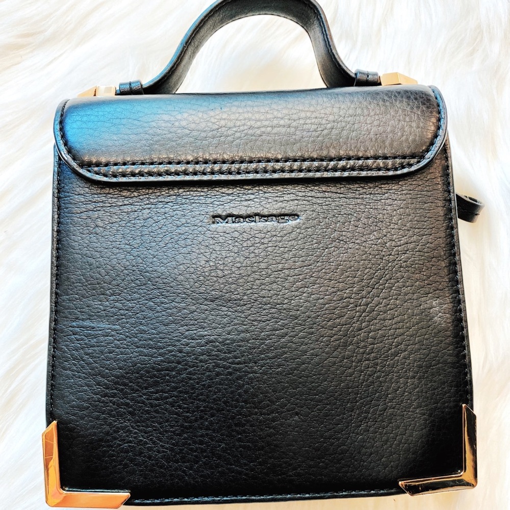 Mackage Rubie Top Handle Gold Arrow Bag EUC - Picture 7 of 14